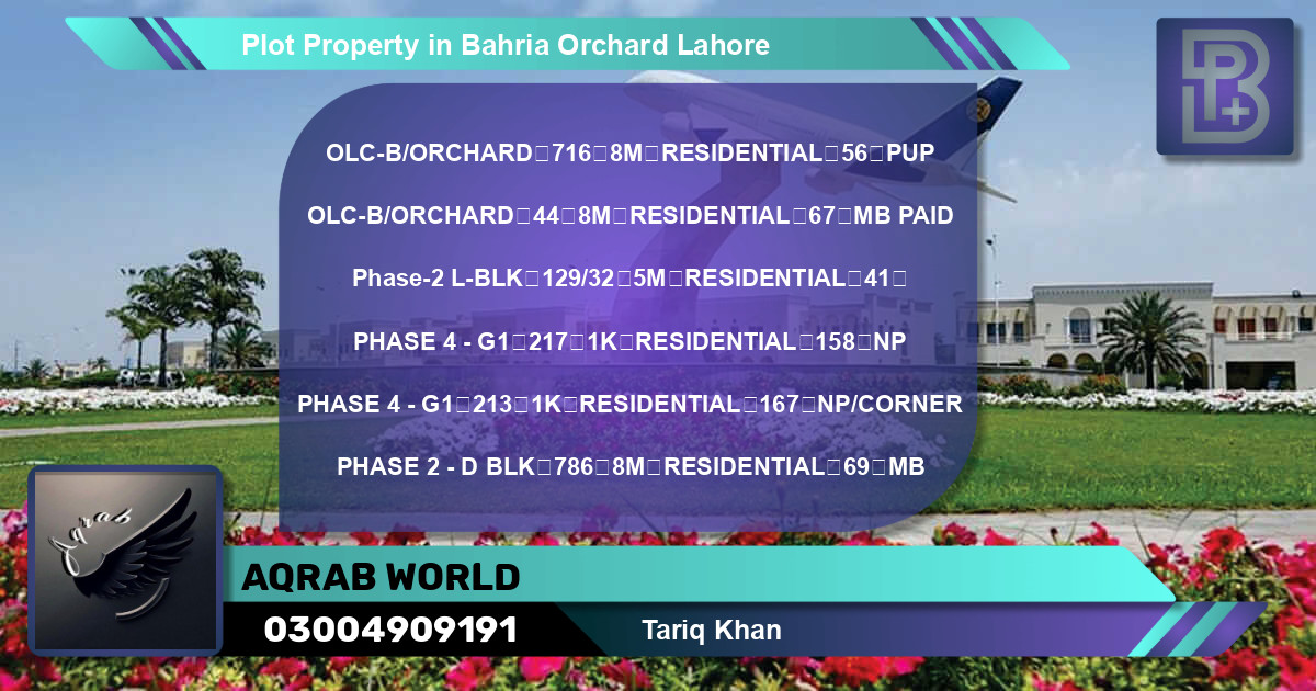 Residential Plot for Sale in Bahria Orchard, Lahore - (BP-71407)