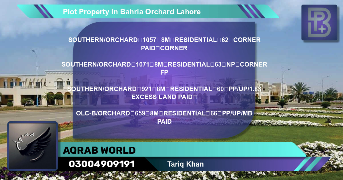 Residential Plot for Sale in Bahria Orchard, Lahore - (BP-71411)
