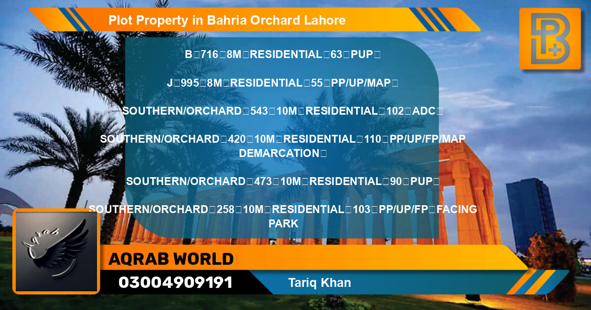 Residential Plot for Sale in Bahria Orchard, Lahore - (BP-71413)