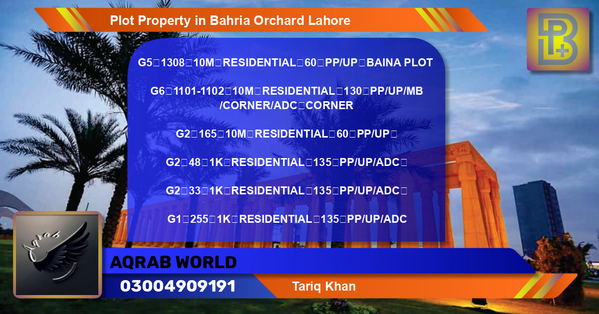 Residential Plot for Sale in Bahria Orchard, Lahore - (BP-71416)