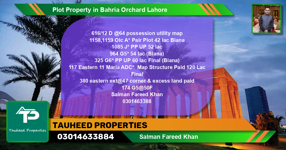 Residential Plot for Sale in Bahria Orchard, Lahore - (BP-71439)