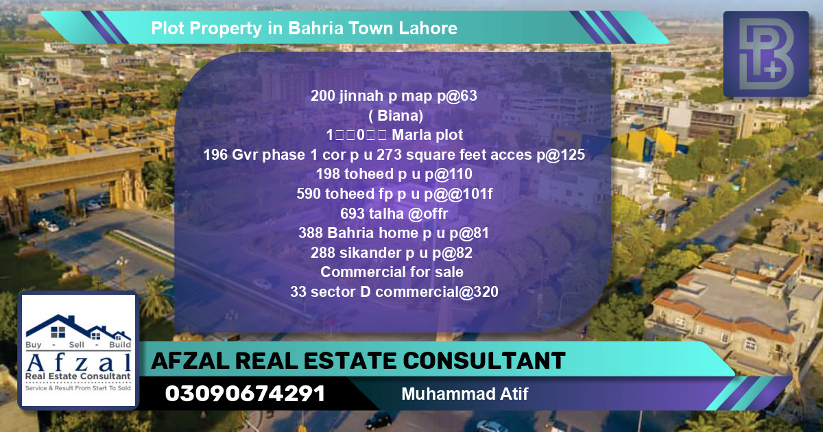 Commercial Plot for Sale in Bahria Town, Lahore - (BP-71454)