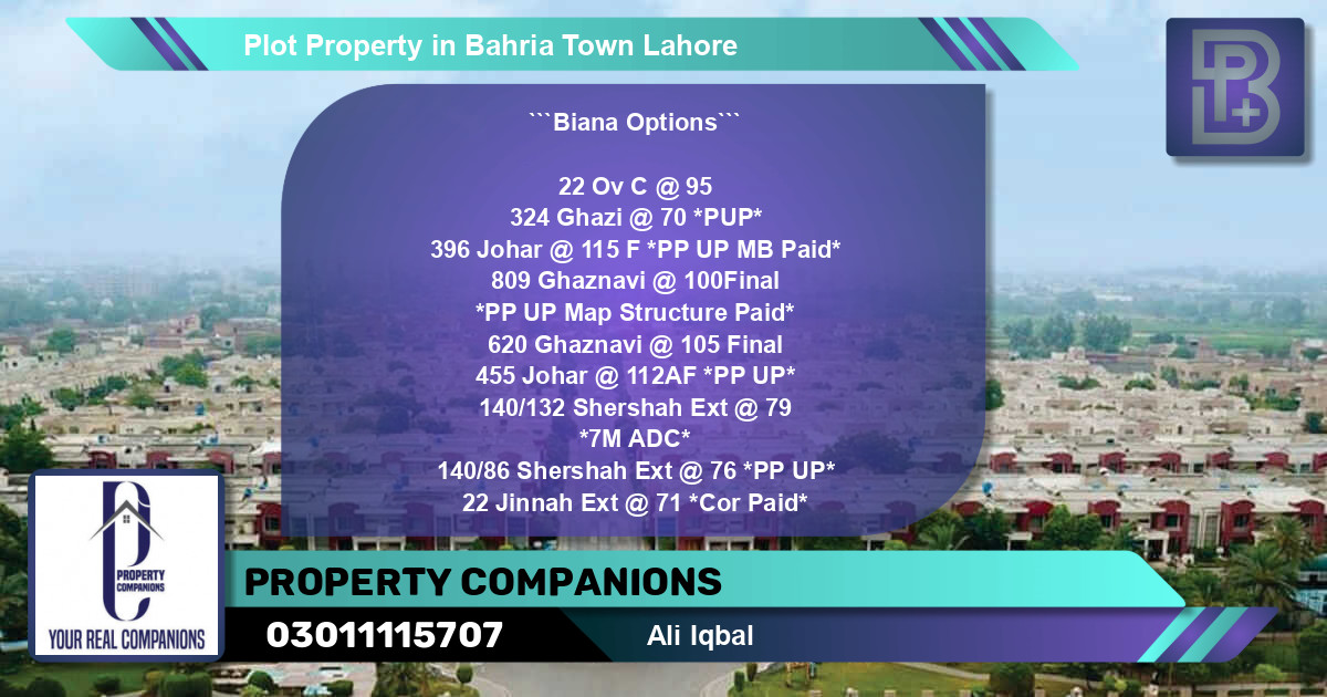 Residential Plot for Sale in Bahria Town, Lahore - (BP-71467)