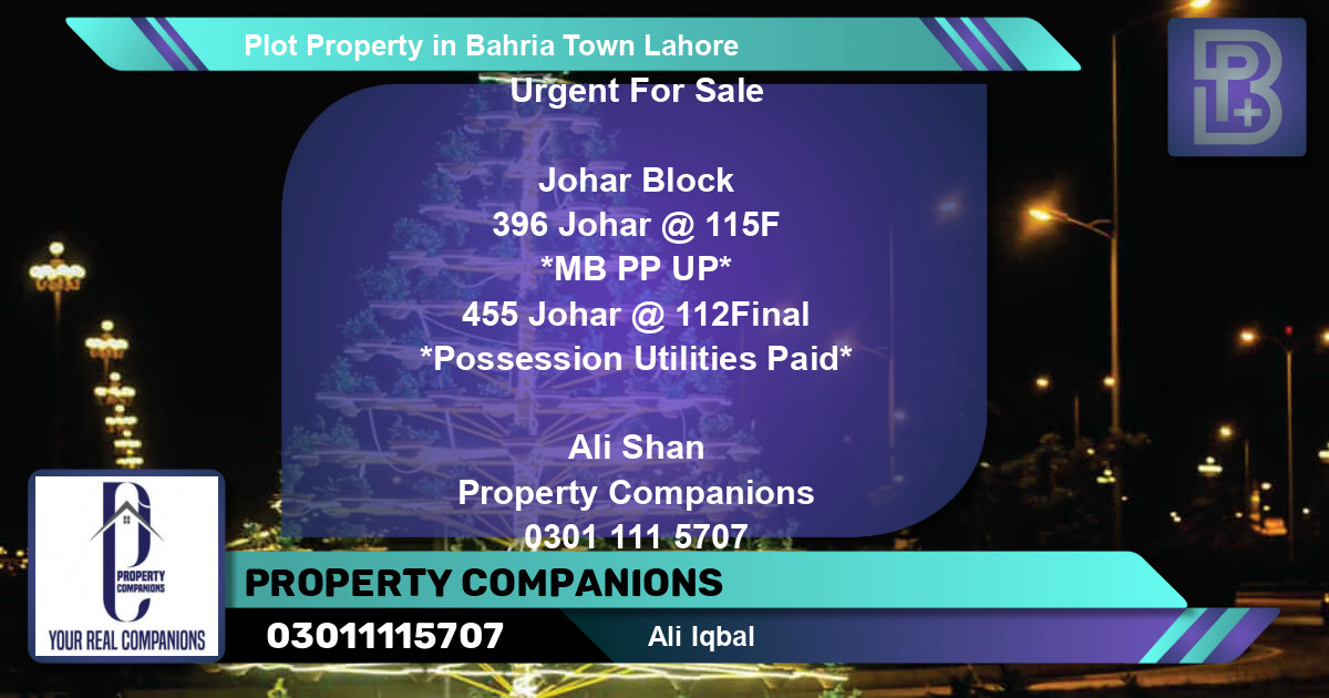 Residential Plot for Sale in Bahria Town, Lahore - (BP-71473)