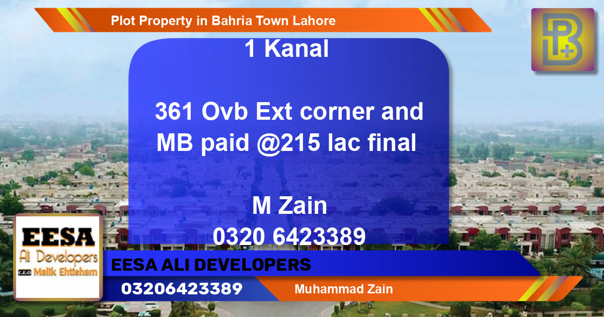 Residential Plot for Sale in Bahria Town, Lahore - (BP-71485)