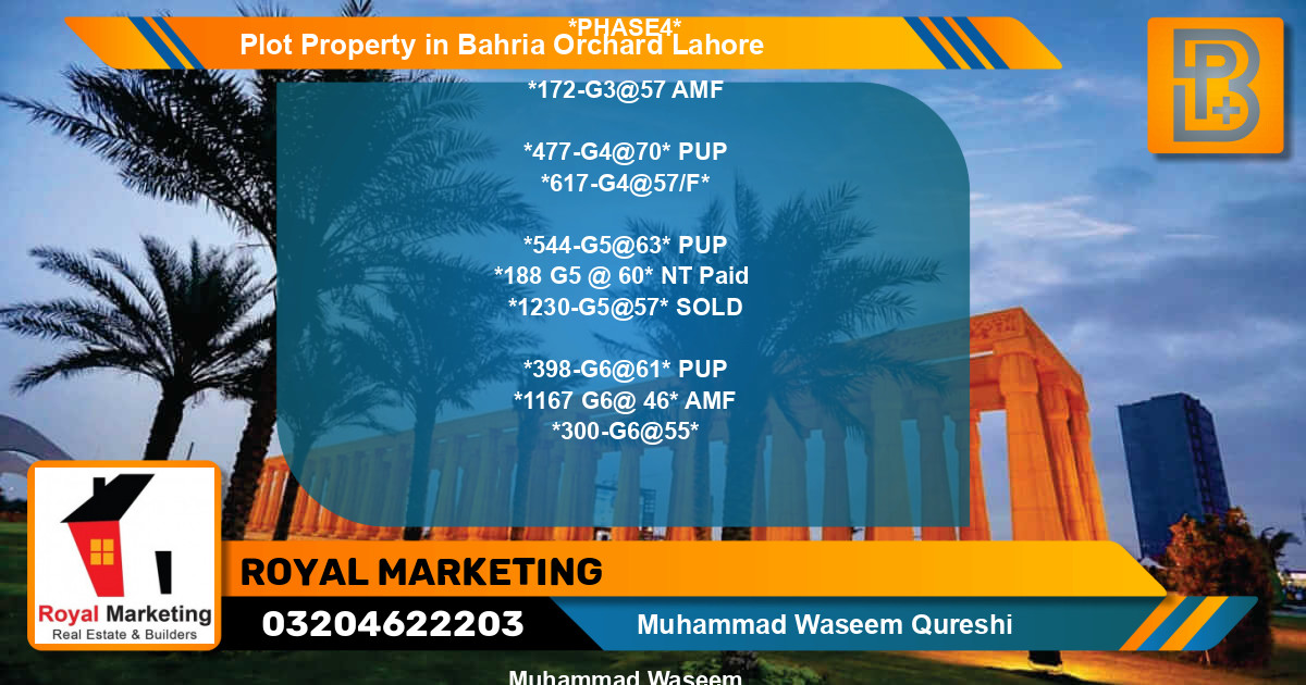 Residential Plot for Sale in Bahria Orchard, Lahore - (BP-71500)
