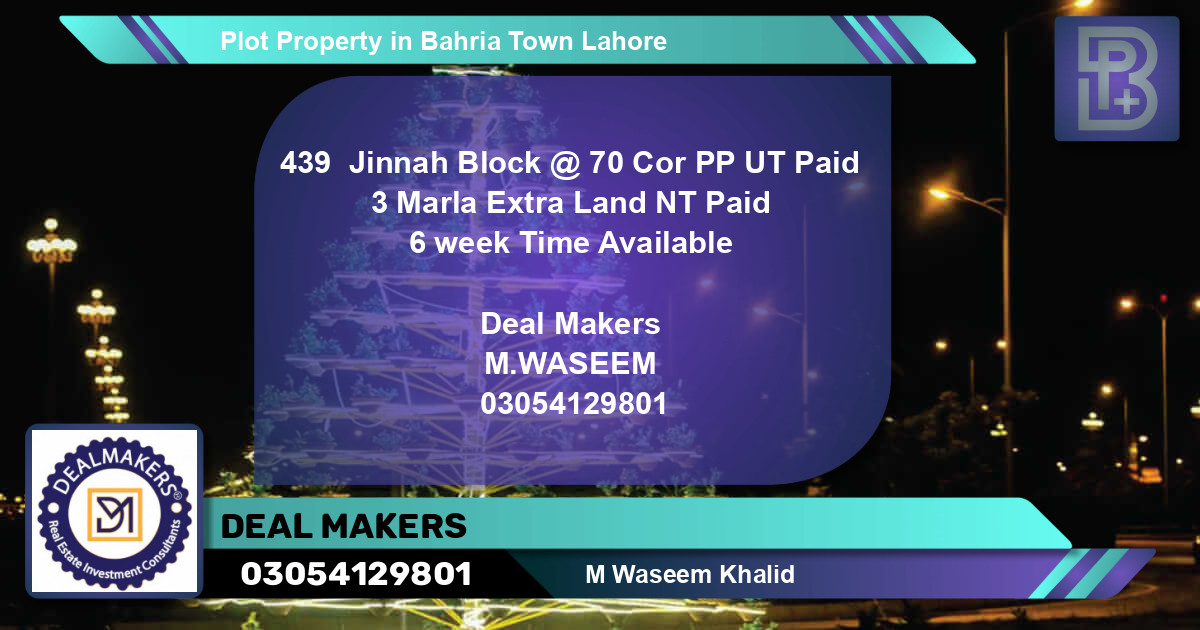Residential Plot for Sale in Bahria Town, Lahore - (BP-71507)