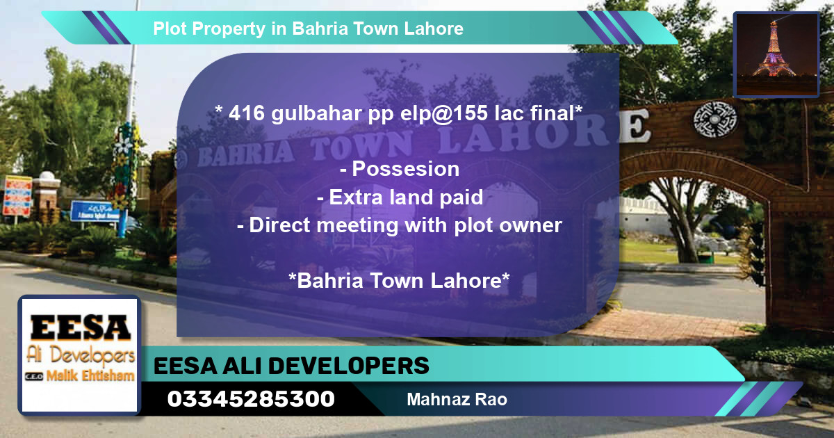 Residential Plot for Sale in Bahria Town, Lahore - (BP-71510)