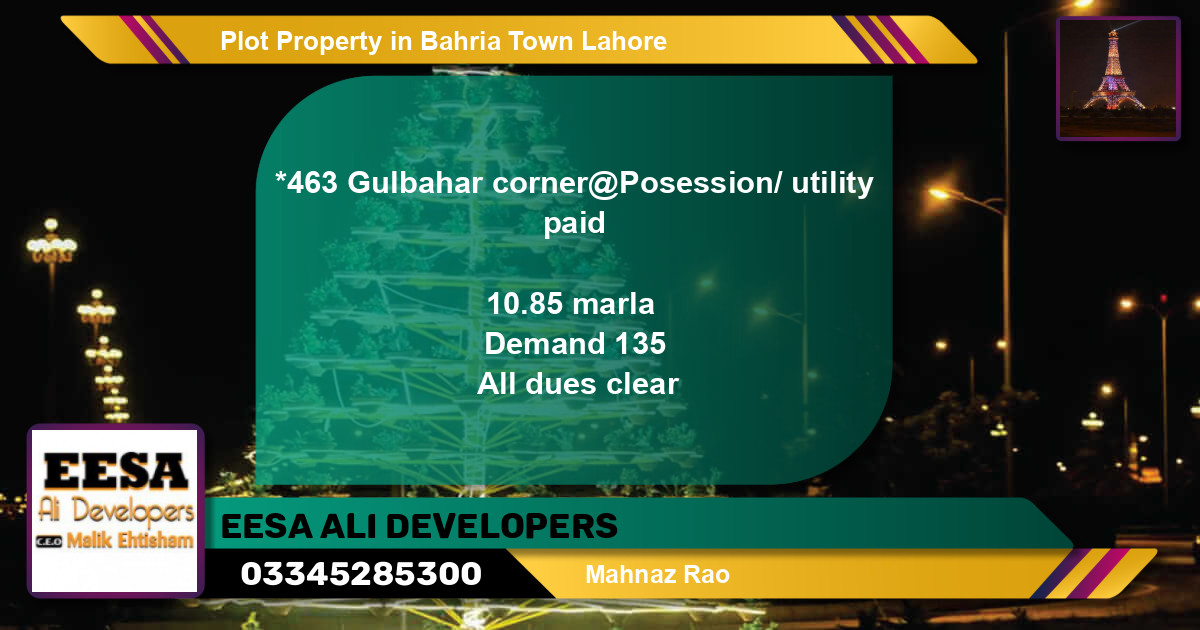 Residential Plot for Sale in Bahria Town, Lahore - (BP-71519)