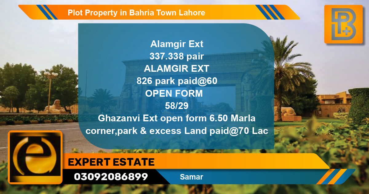 Residential Plot for Sale in Bahria Town, Lahore - (BP-71526)