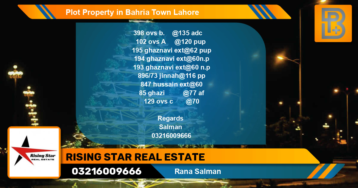 Residential Plot for Sale in Bahria Town, Lahore - (BP-71535)