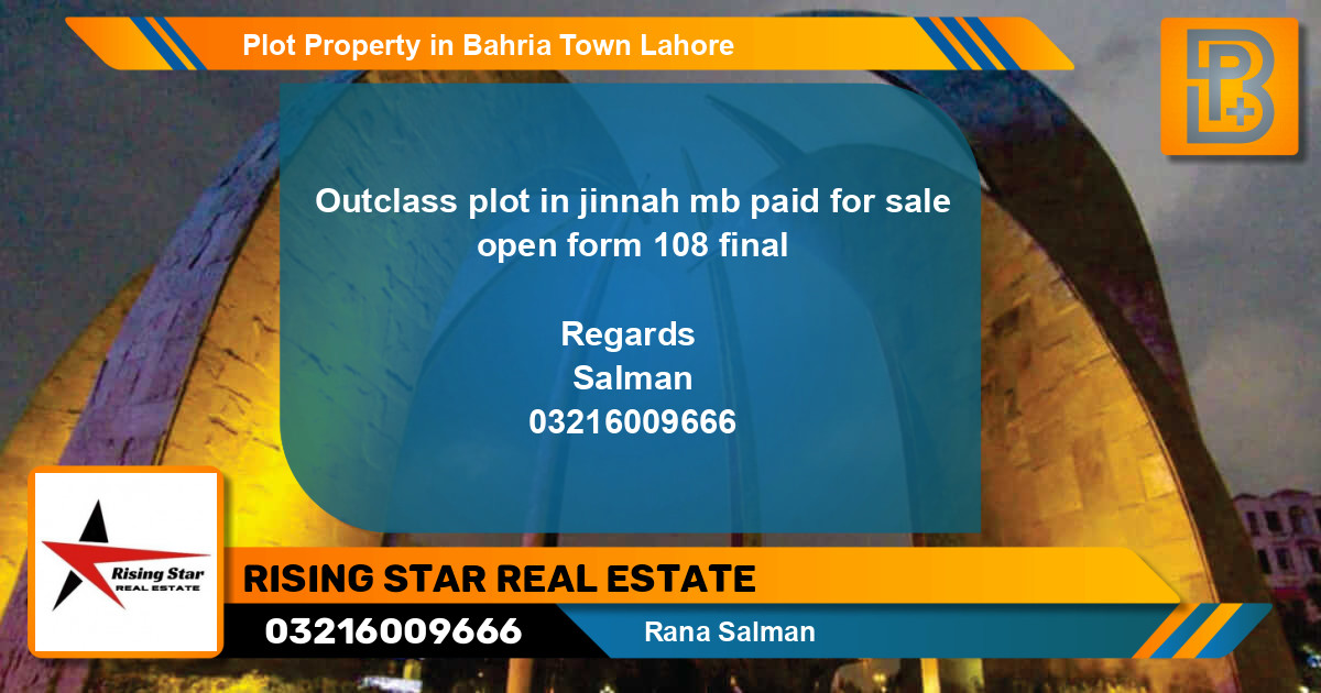 Residential Plot for Sale in Bahria Town, Lahore - (BP-71538)