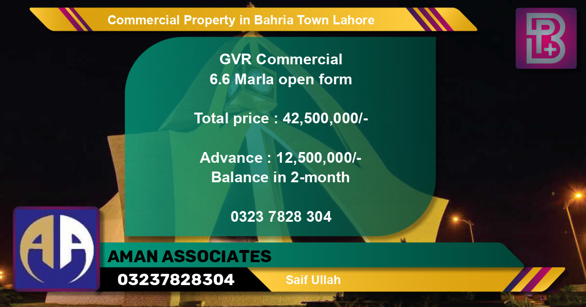 Commercial Property for Sale in Bahria Town, Lahore - (BP-71539)