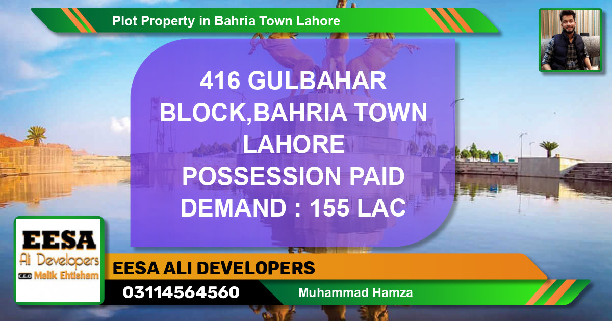 Residential Plot for Sale in Bahria Town, Lahore - (BP-71546)