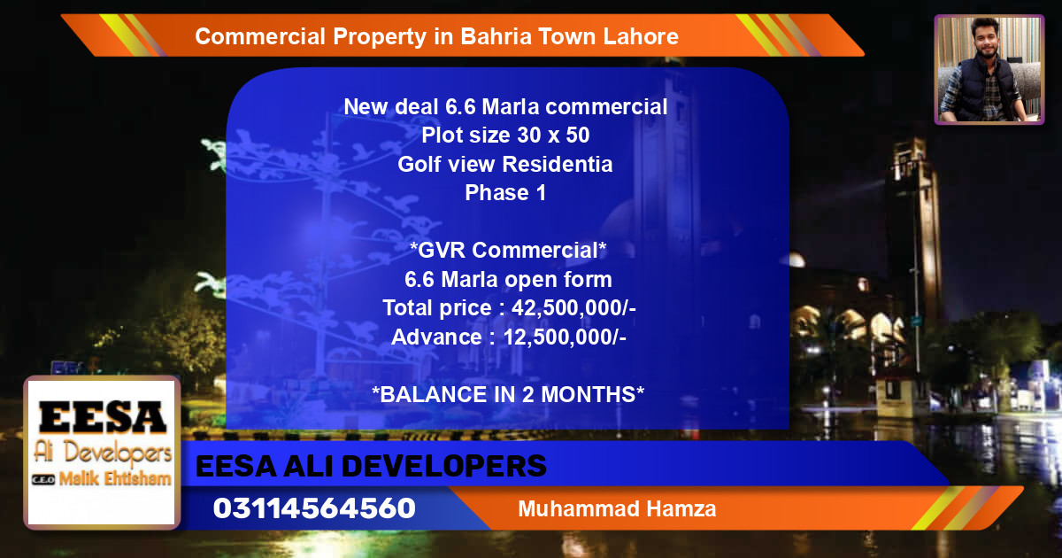 Commercial Property for Sale in Bahria Town, Lahore - (BP-71553)