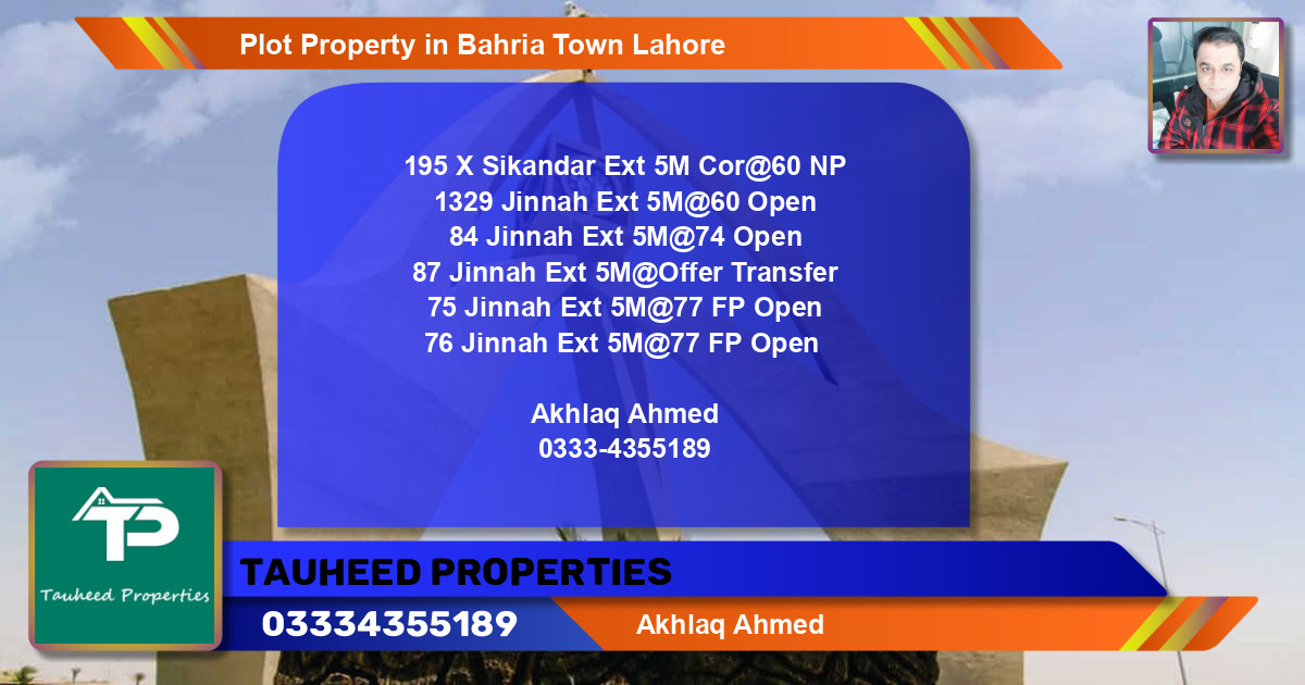 Residential Plot for Sale in Bahria Town, Lahore - (BP-71572)