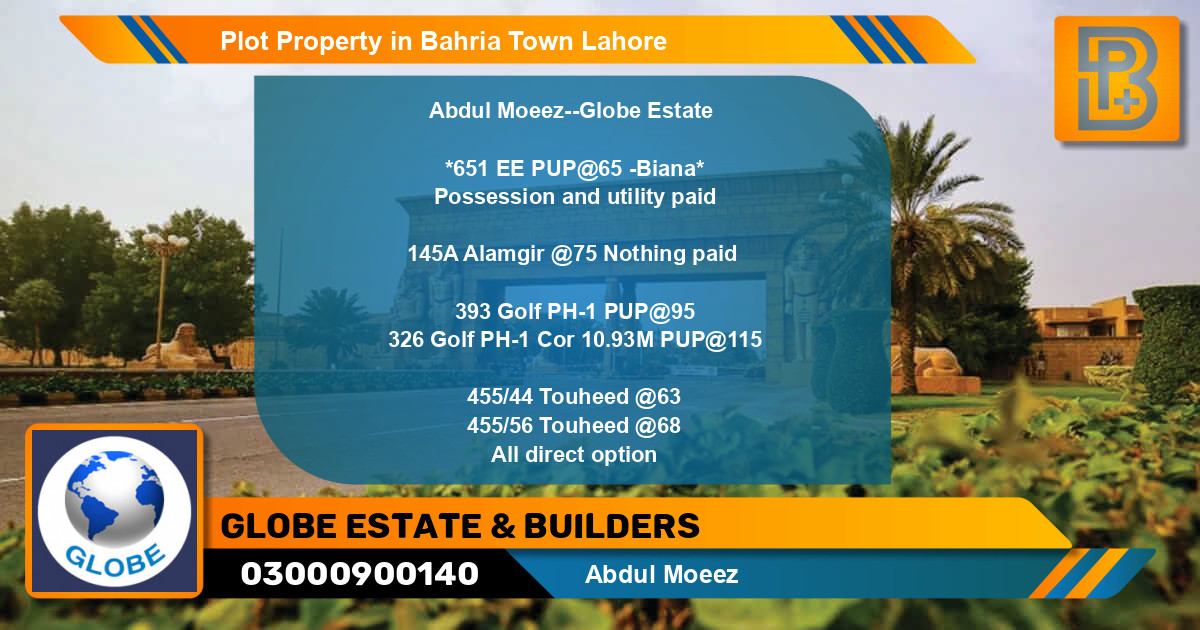 Residential Plot for Sale in Bahria Town, Lahore - (BP-71577)