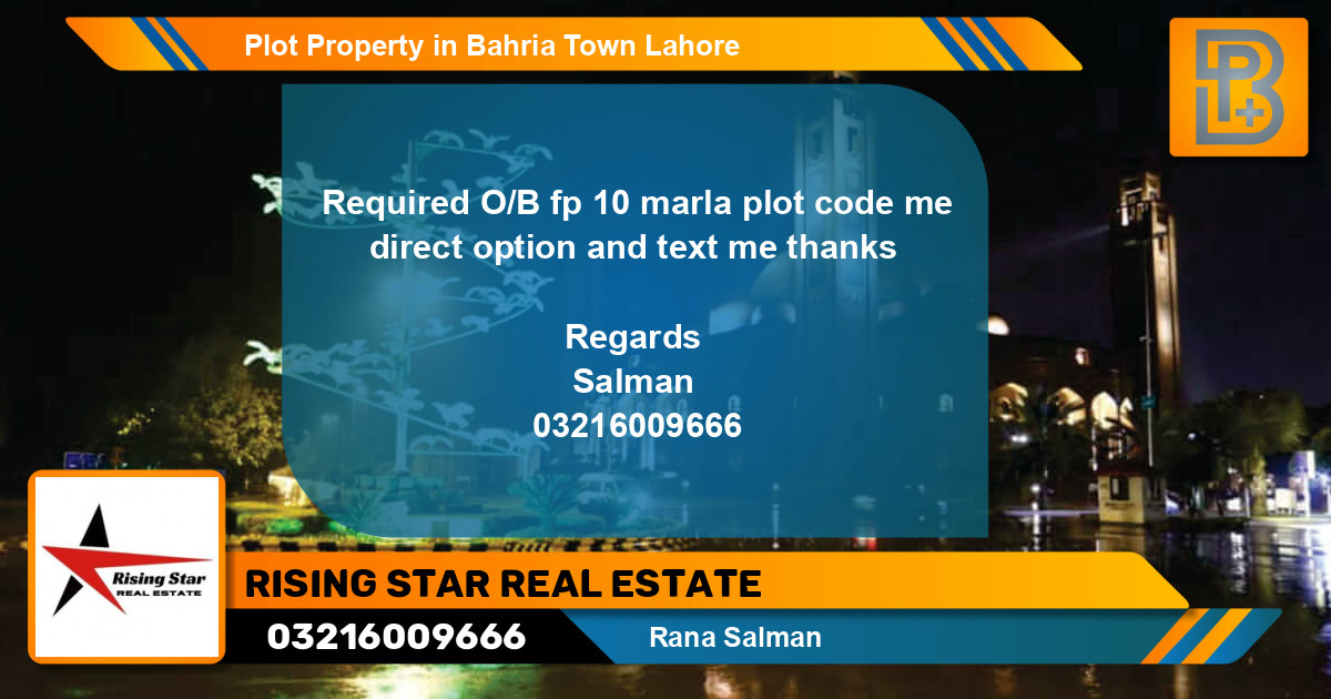 Residential Plot for Sale in Bahria Town, Lahore - (BP-71601)