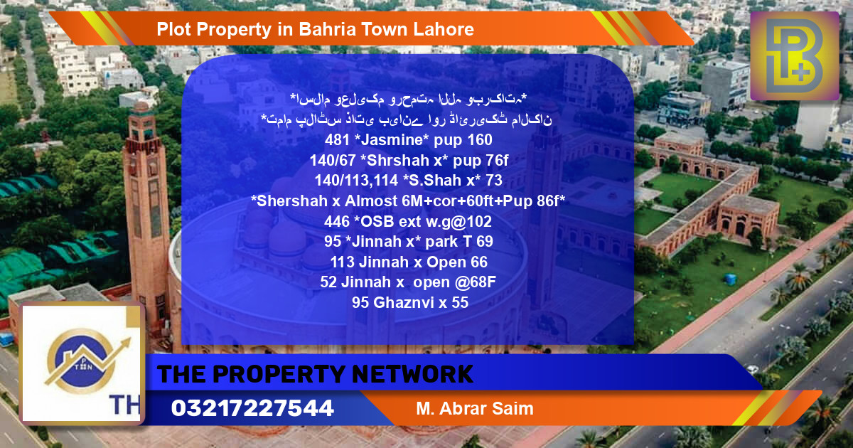 Residential Plot for Sale in Bahria Town, Lahore - (BP-71609)