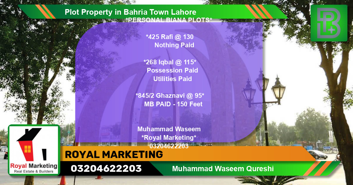 Residential Plot for Sale in Bahria Town, Lahore - (BP-71612)