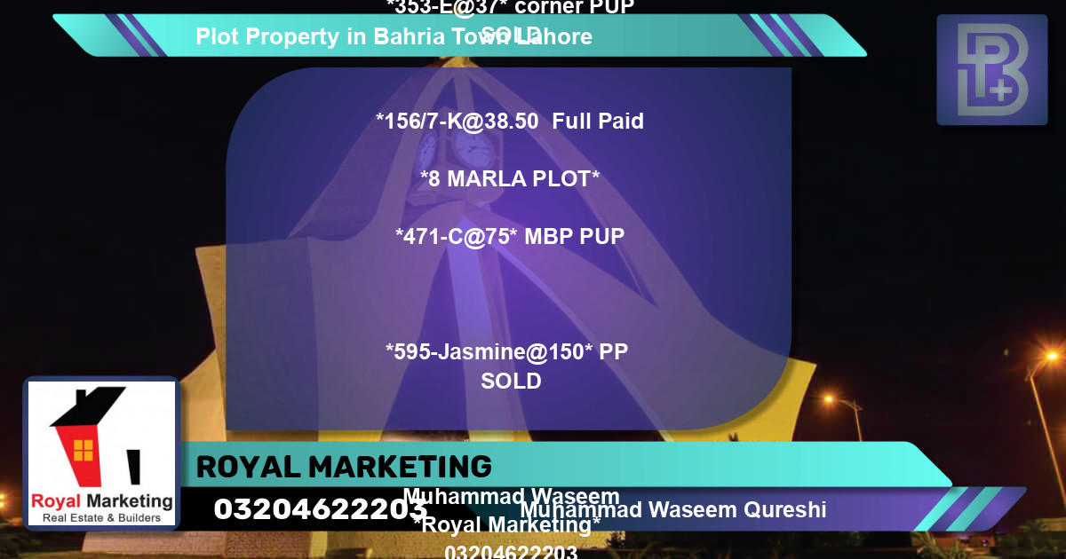 Residential Plot for Sale in Bahria Town, Lahore - (BP-71617)