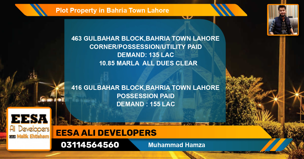 Residential Plot for Sale in Bahria Town, Lahore - (BP-71628)