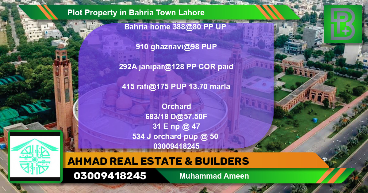 Residential Plot for Sale in Bahria Town, Lahore - (BP-71631)
