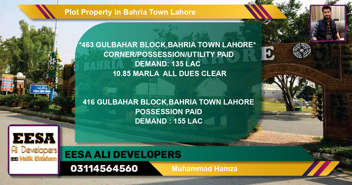 Residential Plot for Sale in Bahria Town, Lahore - (BP-71632)