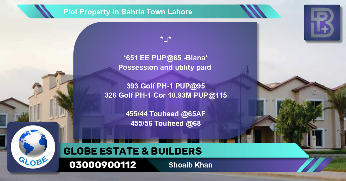 Residential Plot for Sale in Bahria Town, Lahore - (BP-71640)