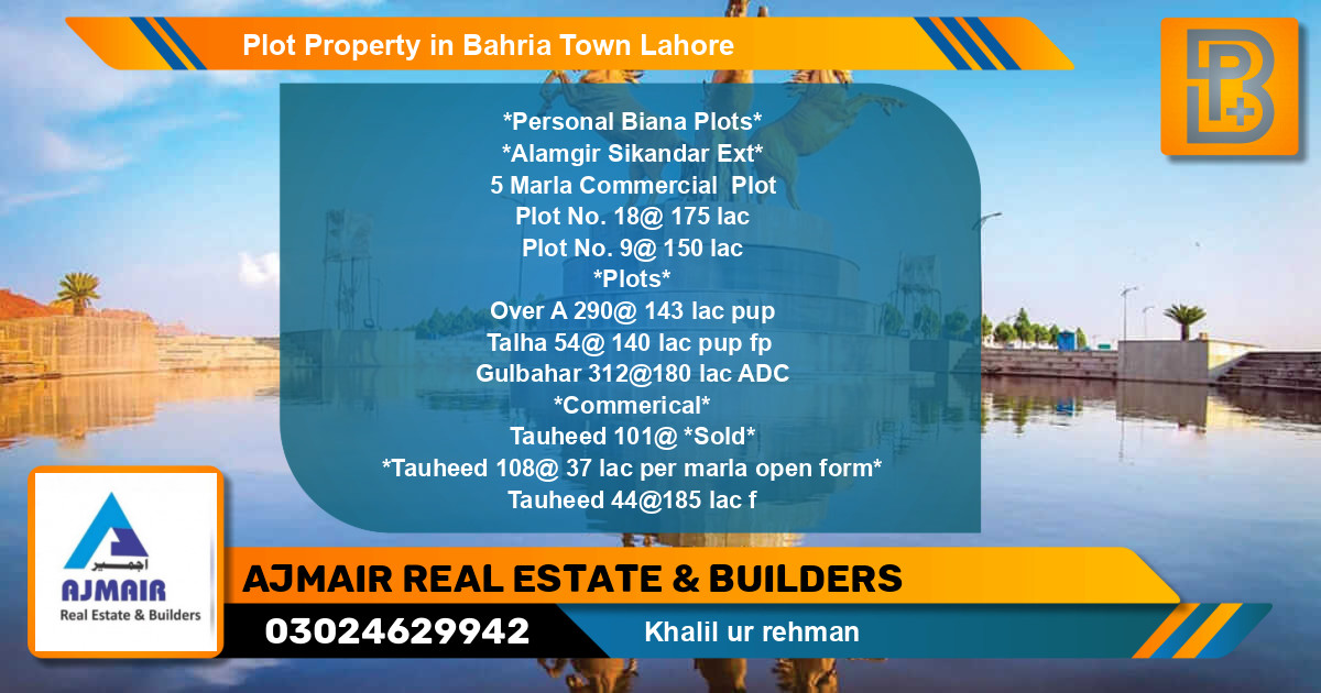 Commercial Plot for Sale in Bahria Town, Lahore - (BP-71660)