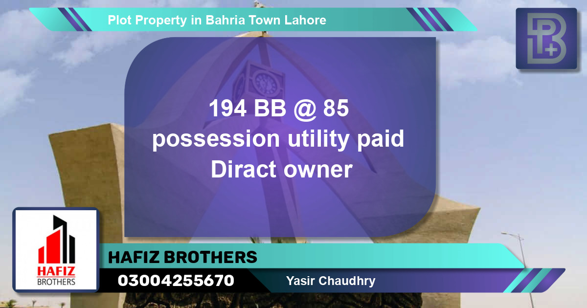 Residential Plot for Sale in Bahria Town, Lahore - (BP-71668)