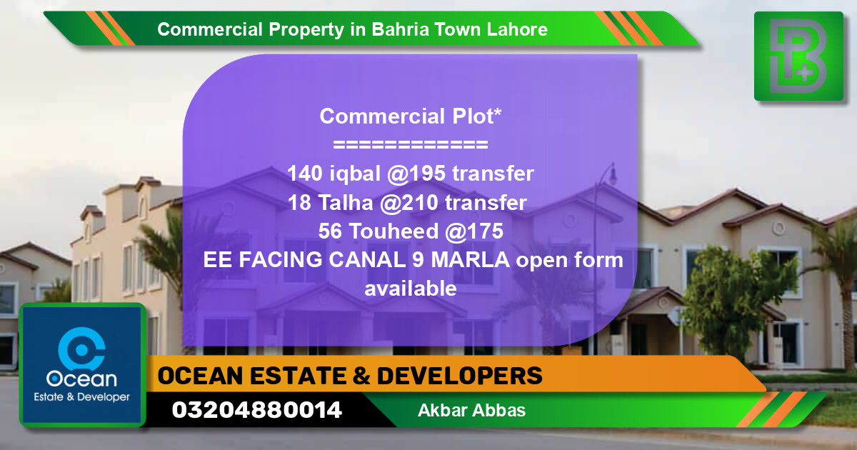 Commercial Property for Sale in Bahria Town, Lahore - (BP-71677)