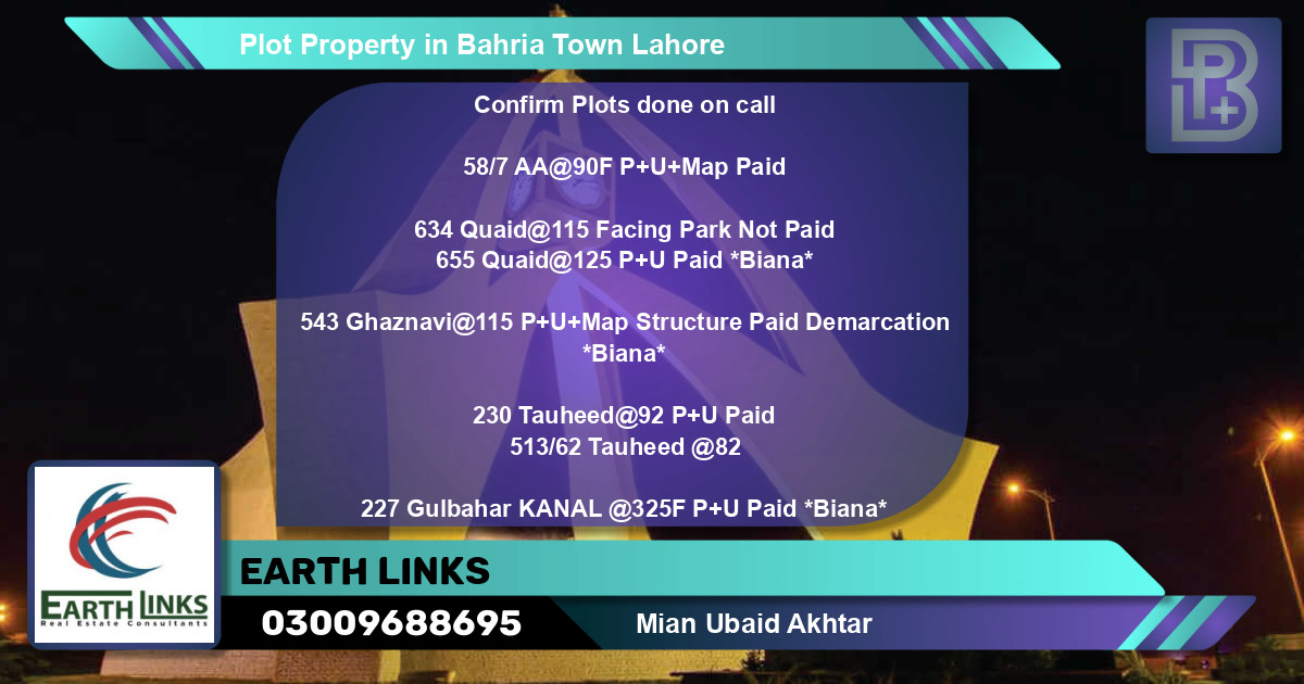 Residential Plot for Sale in Bahria Town, Lahore - (BP-71735)