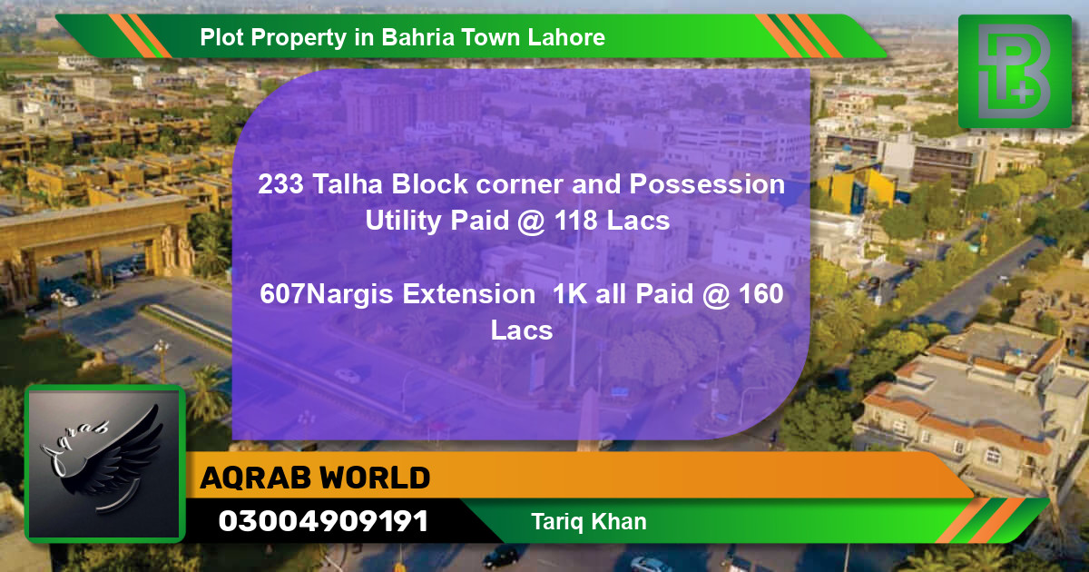 Residential Plot for Sale in Bahria Town, Lahore - (BP-71736)