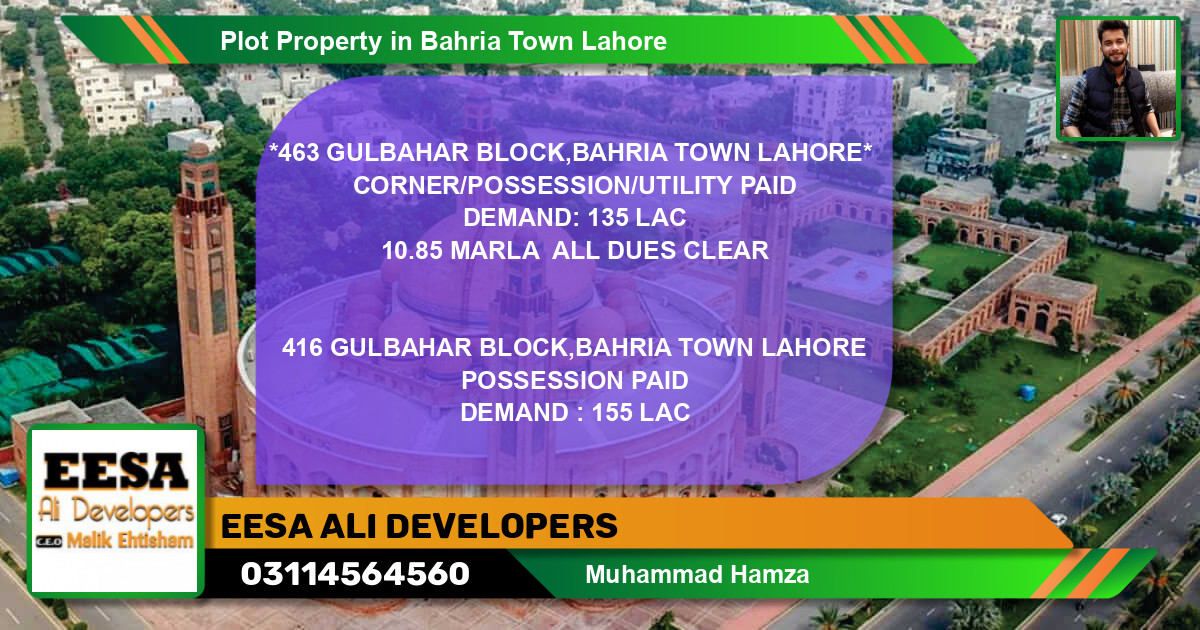 Residential Plot for Sale in Bahria Town, Lahore - (BP-71745)