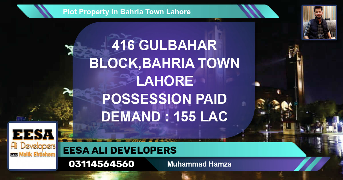 Residential Plot for Sale in Bahria Town, Lahore - (BP-71755)