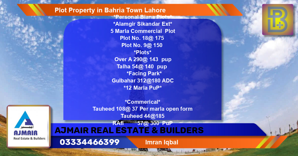 Commercial Plot for Sale in Bahria Town, Lahore - (BP-71760)