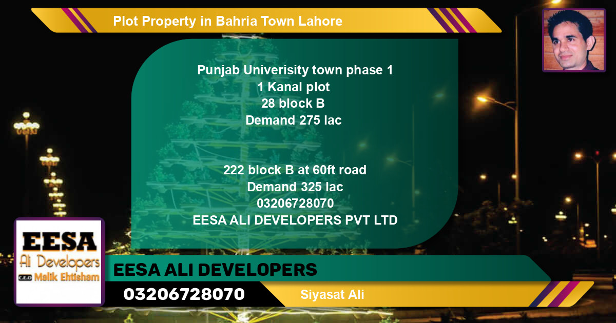 Residential Plot for Sale in Bahria Town, Lahore - (BP-71779)