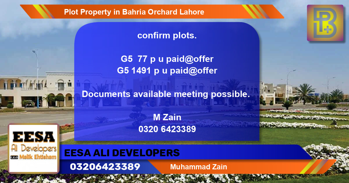 Residential Plot for Sale in Bahria Orchard, Lahore - (BP-71786)