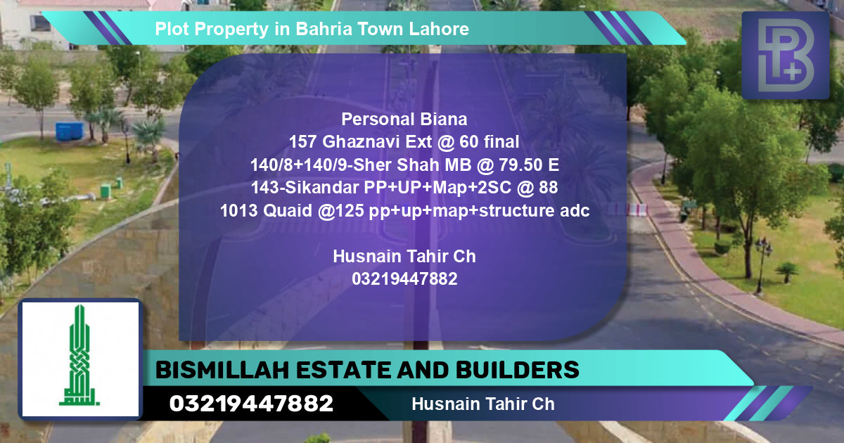 Residential Plot for Sale in Bahria Town, Lahore - (BP-71797)