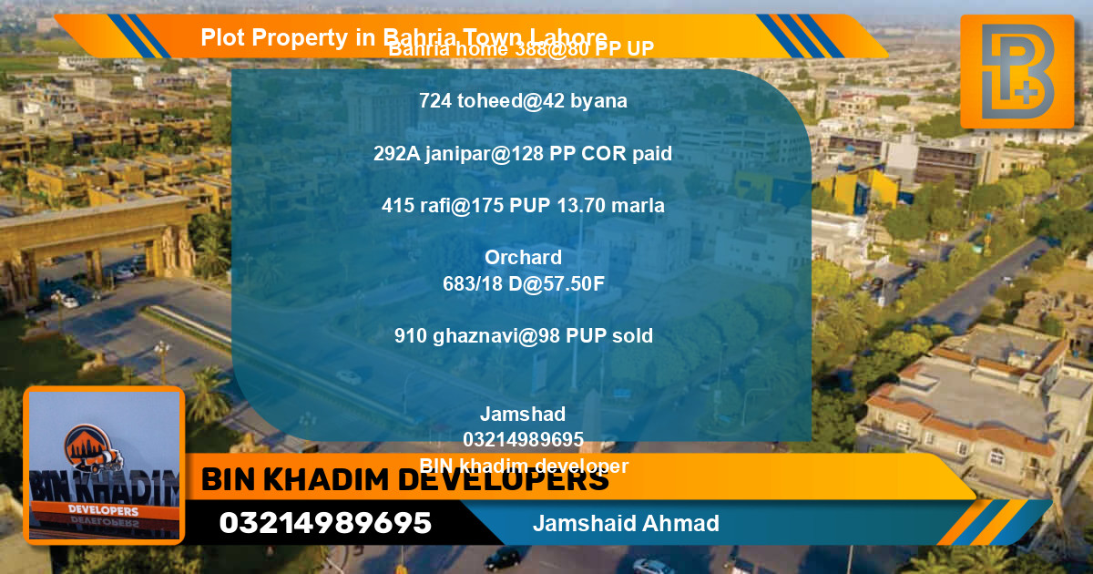 Residential Plot for Sale in Bahria Town, Lahore - (BP-71800)