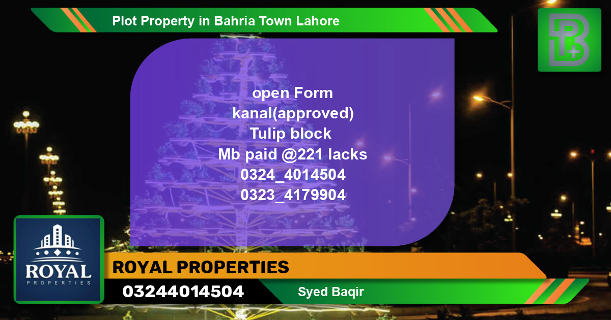 Residential Plot for Sale in Bahria Town, Lahore - (BP-71816)
