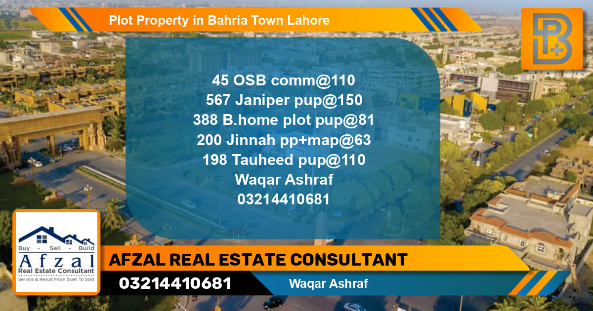 Residential Plot for Sale in Bahria Town, Lahore - (BP-71818)