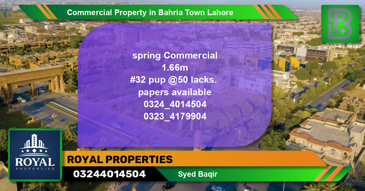 Commercial Property for Sale in Bahria Town, Lahore - (BP-71824)