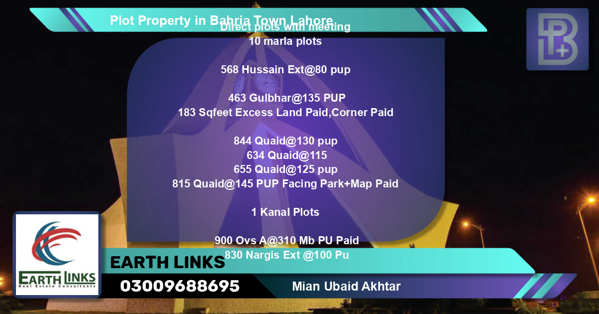 Residential Plot for Sale in Bahria Town, Lahore - (BP-71858)
