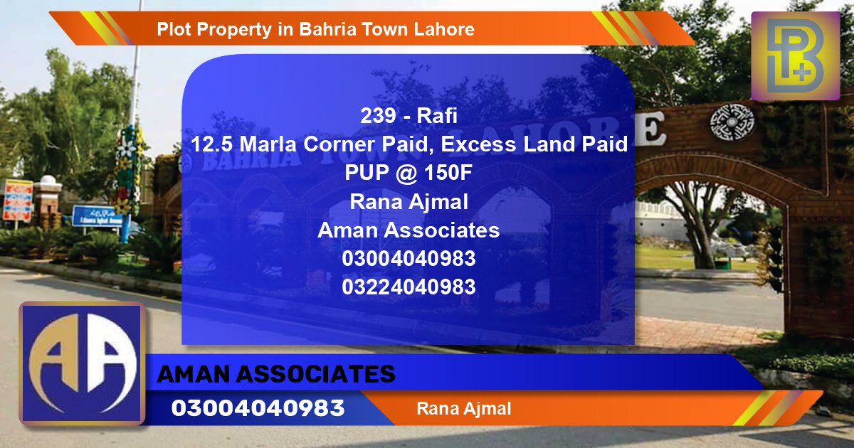 Residential Plot for Sale in Bahria Town, Lahore - (BP-71887)