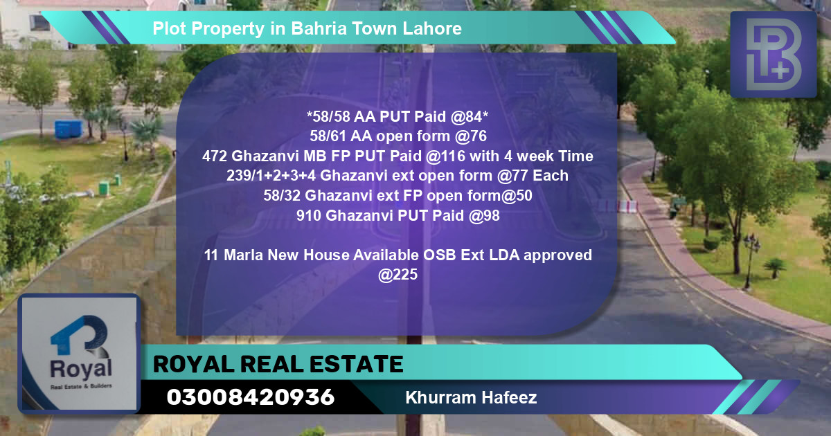 Residential Plot for Sale in Bahria Town, Lahore - (BP-71924)