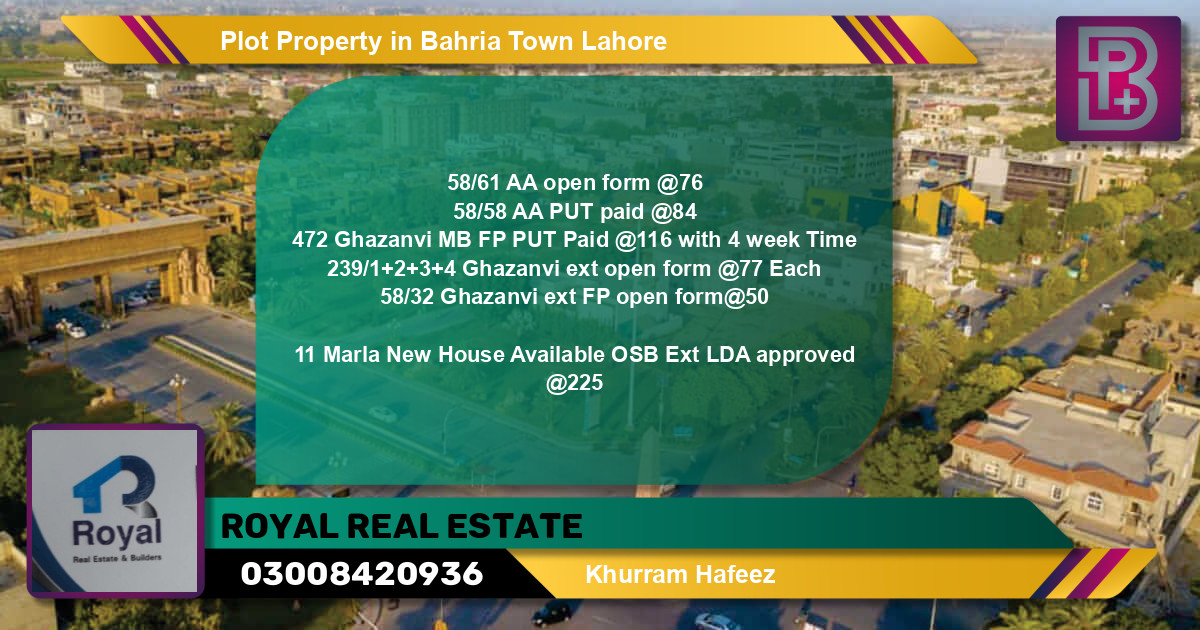 Residential Plot for Sale in Bahria Town, Lahore - (BP-71929)