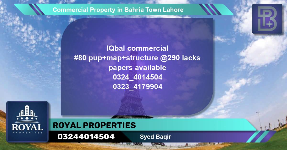 Commercial Property for Sale in Bahria Town, Lahore - (BP-71940)