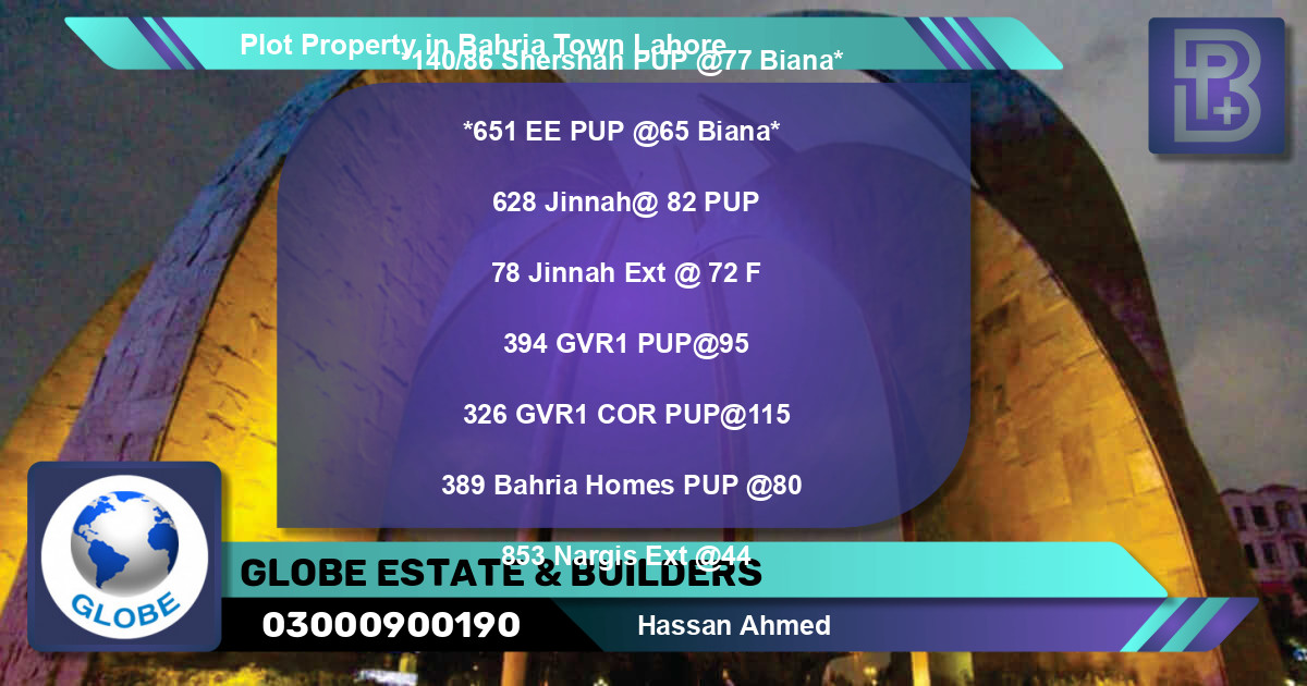Residential Plot for Sale in Bahria Town, Lahore - (BP-71947)